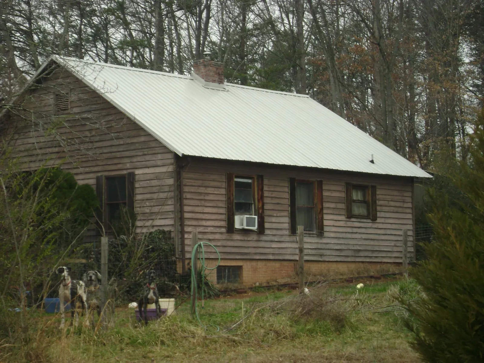 White metal roof on an old wood sided farmhouse, from a Asphalt Shingle Roof Repair job in Frankfort